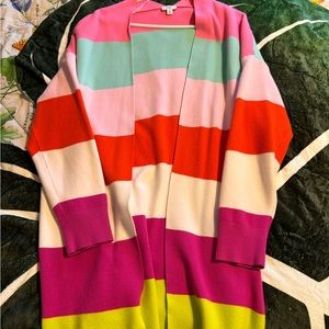 Crown & Ivy rainbow color block cardigan 1XL PLUS SIZE